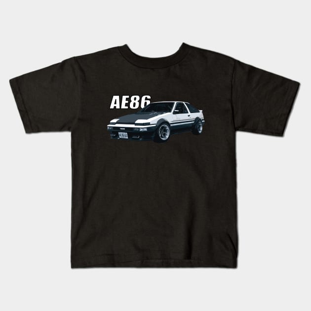 AE86 Trueno GT-Apex Hatchback Sprinter Corolla Kids T-Shirt by cowtown_cowboy